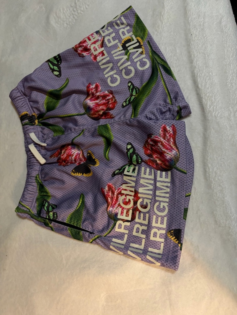 Purple Civil Regime Floral Print Men's Shorts